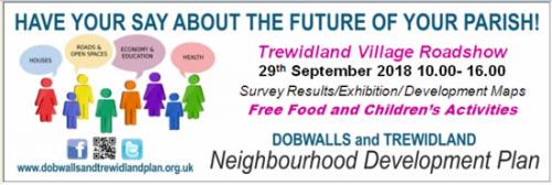 Flyer for the Trewidland Village Roadshow 29-9-18